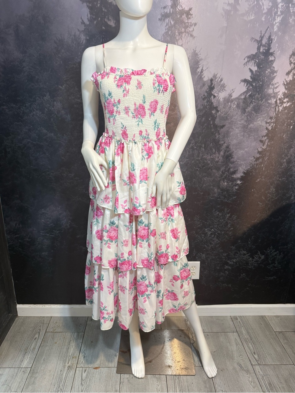 LoveShackFancy Pink and White Floral Smocked Sundress - Picture 6 of 10
